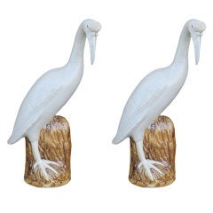 Ca. 1880 Pair of Porcelain Chinese Cranes