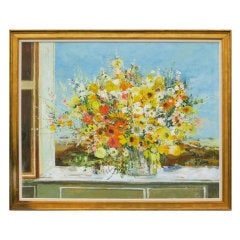 Framed Painting of Flowers, Signed "M. Journod 73", circa 1973