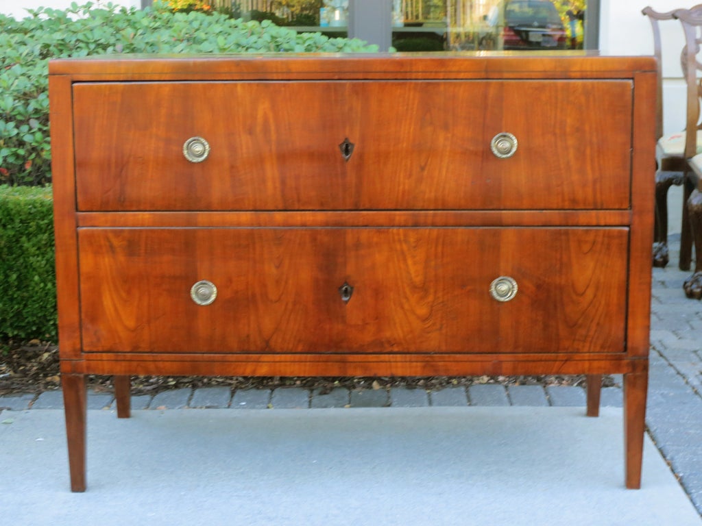19th c. Biedermeier Cherry Chest, Signed & Stamped, Probably German