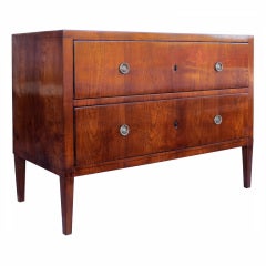 19th c. Biedermeier Cherry Chest, Signed 
Stamped, Probably German