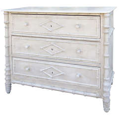 19th Century Bamboo Chest with White Marble Top