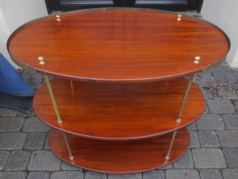 Jumbo 20th Century Mahogany Three Tier Brass Etagere