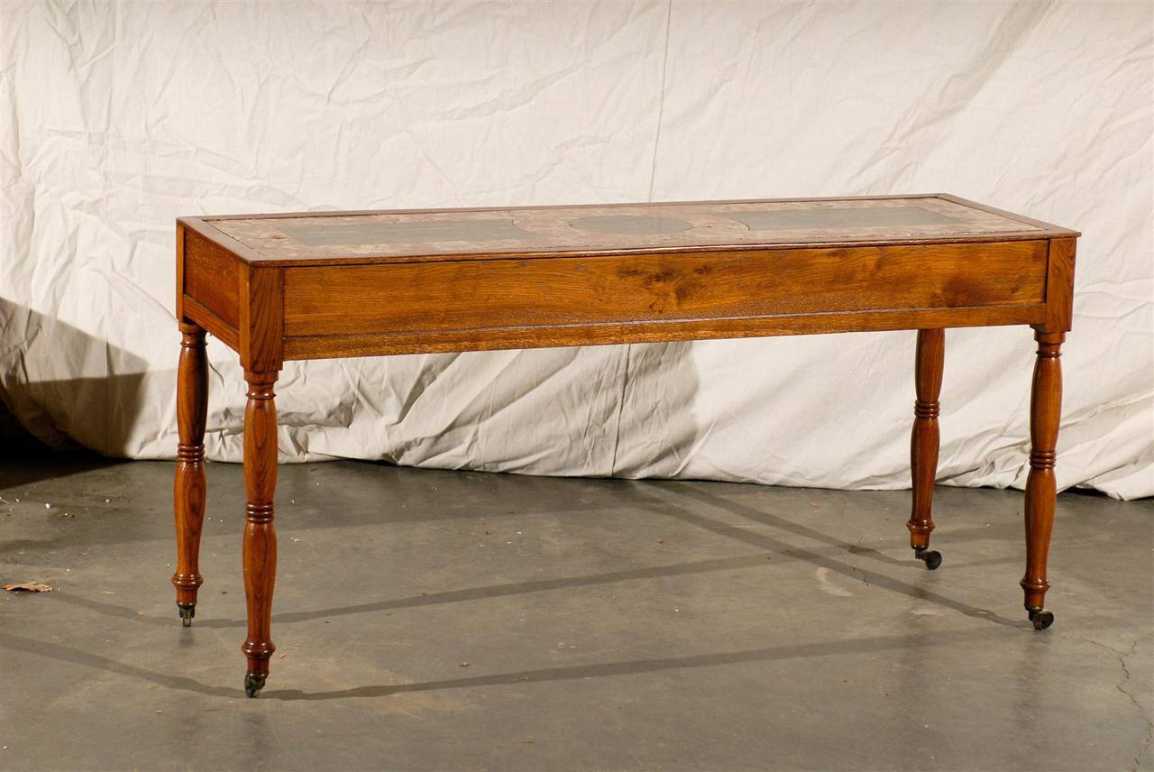 19thC ENGLISH INSET MARBLE TOP SERVING TABLE