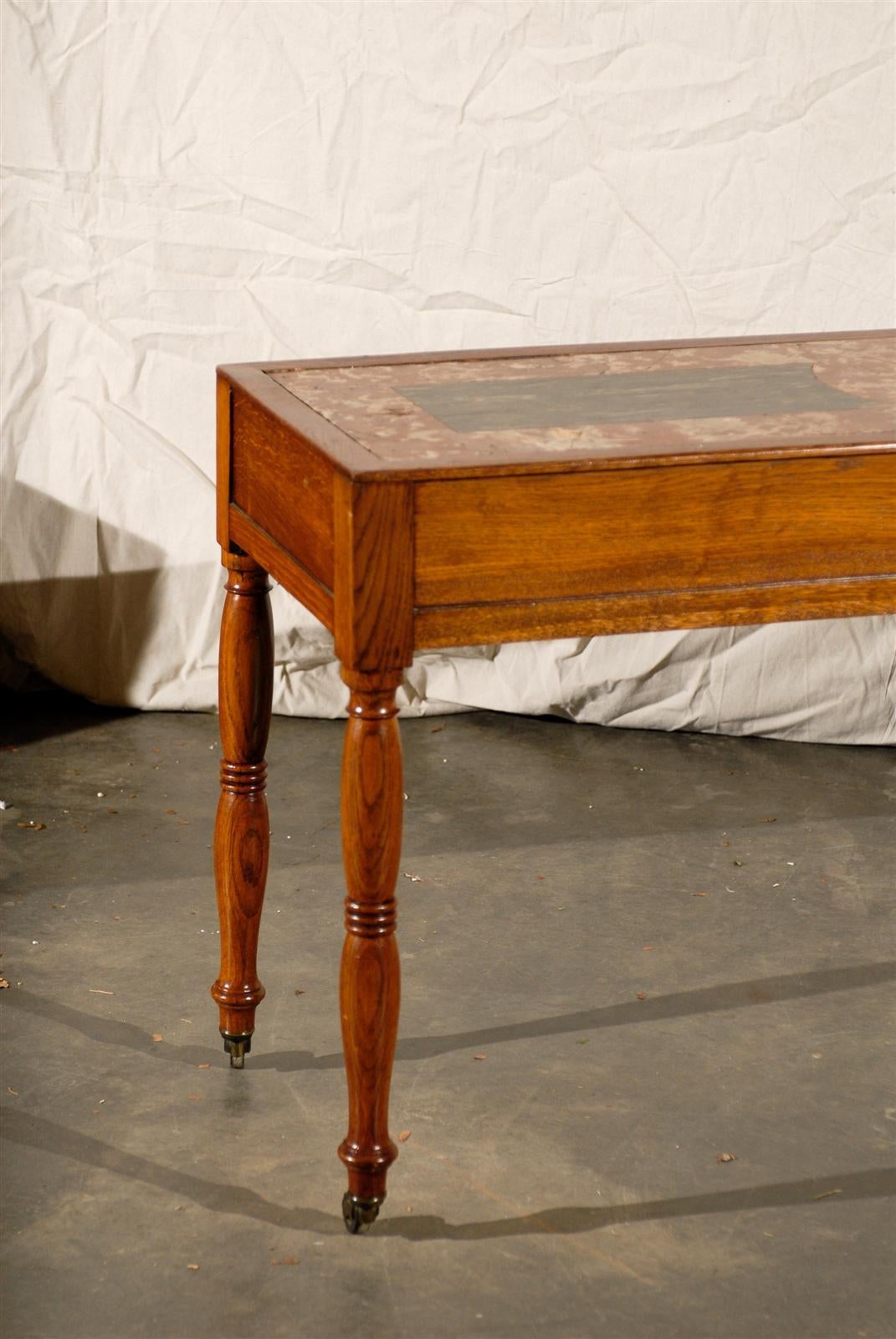 19th Century English Inset Marble-Top Serving Table In Excellent Condition In Atlanta, GA
