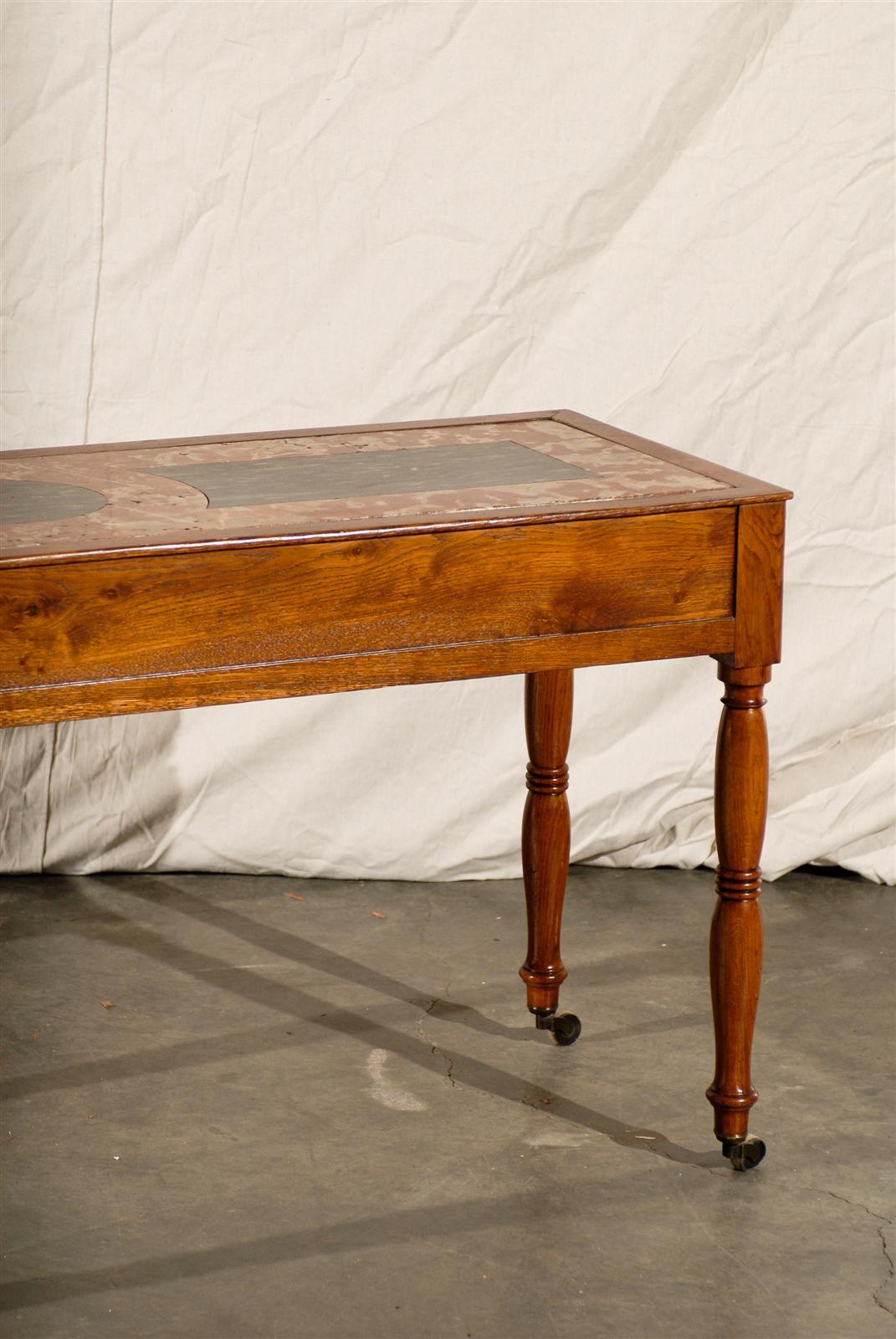 19th Century English Inset Marble-Top Serving Table 1