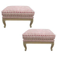 Pair of 20th Century Louis XV Style Painted Ottomans