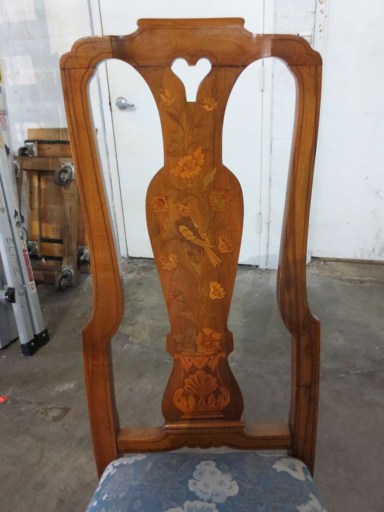 Late 19th-Early 20th Century Set of Six Continental Fruitwood Inlaid Side Chairs In Good Condition In Atlanta, GA