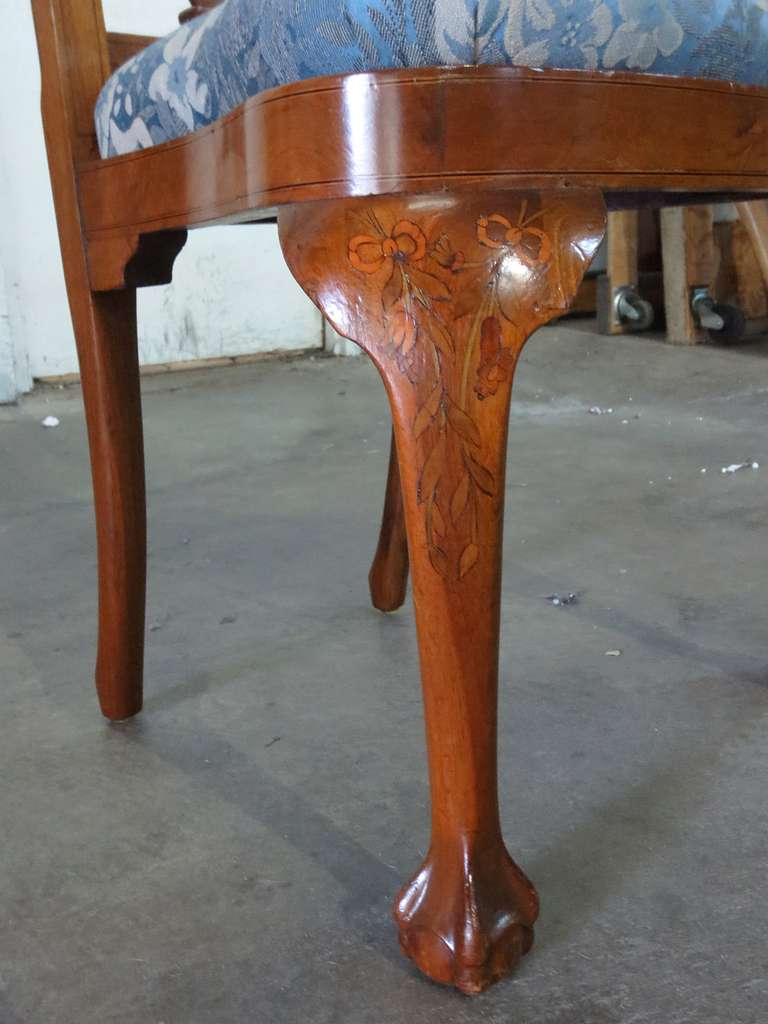19th Century Late 19th-Early 20th Century Set of Six Continental Fruitwood Inlaid Side Chairs