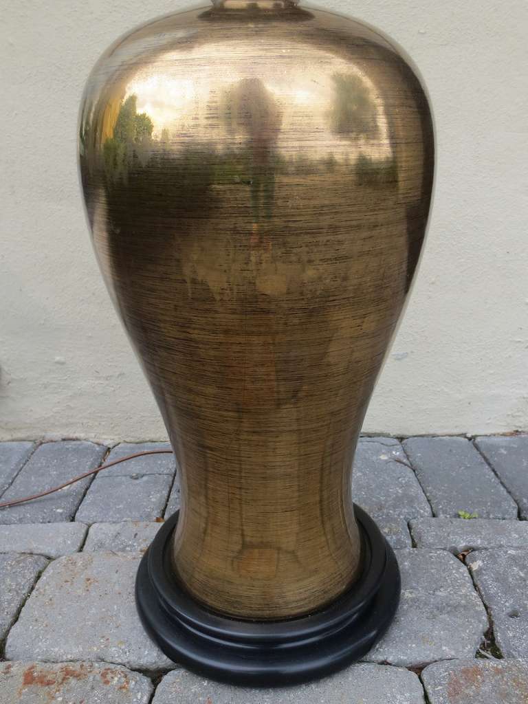 Pair of Mid-Century Glazed Terracotta Lamps In Good Condition In Atlanta, GA