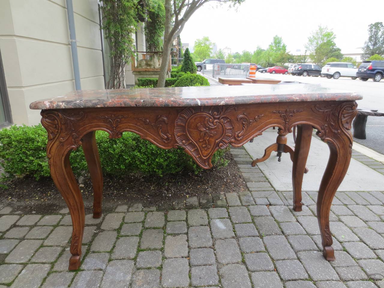 18th Century 18th / 19th Century Regence Style Carved Walnut Marble Top Console