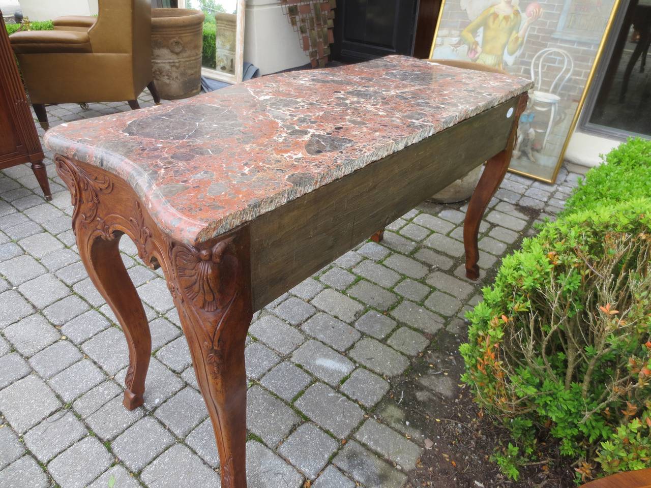 Regency 18th / 19th Century Regence Style Carved Walnut Marble Top Console