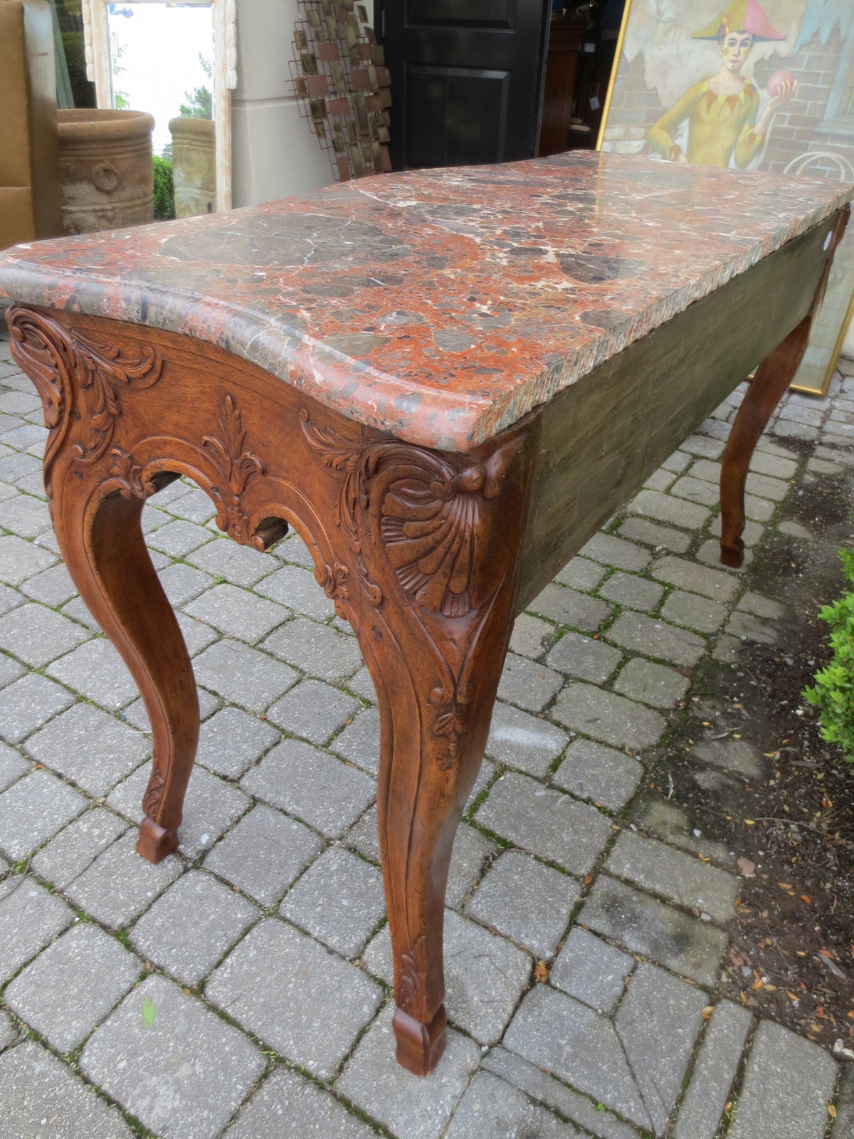 18th / 19th Century Regence Style Carved Walnut Marble Top Console 3