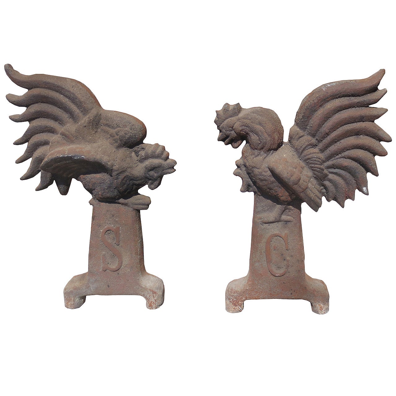 Pair of 19th-20th Century South Carolina Gamecock Andirons