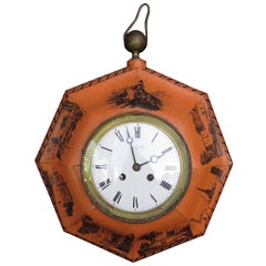 19th Century French Painted Tole Clock by Paul Garnier