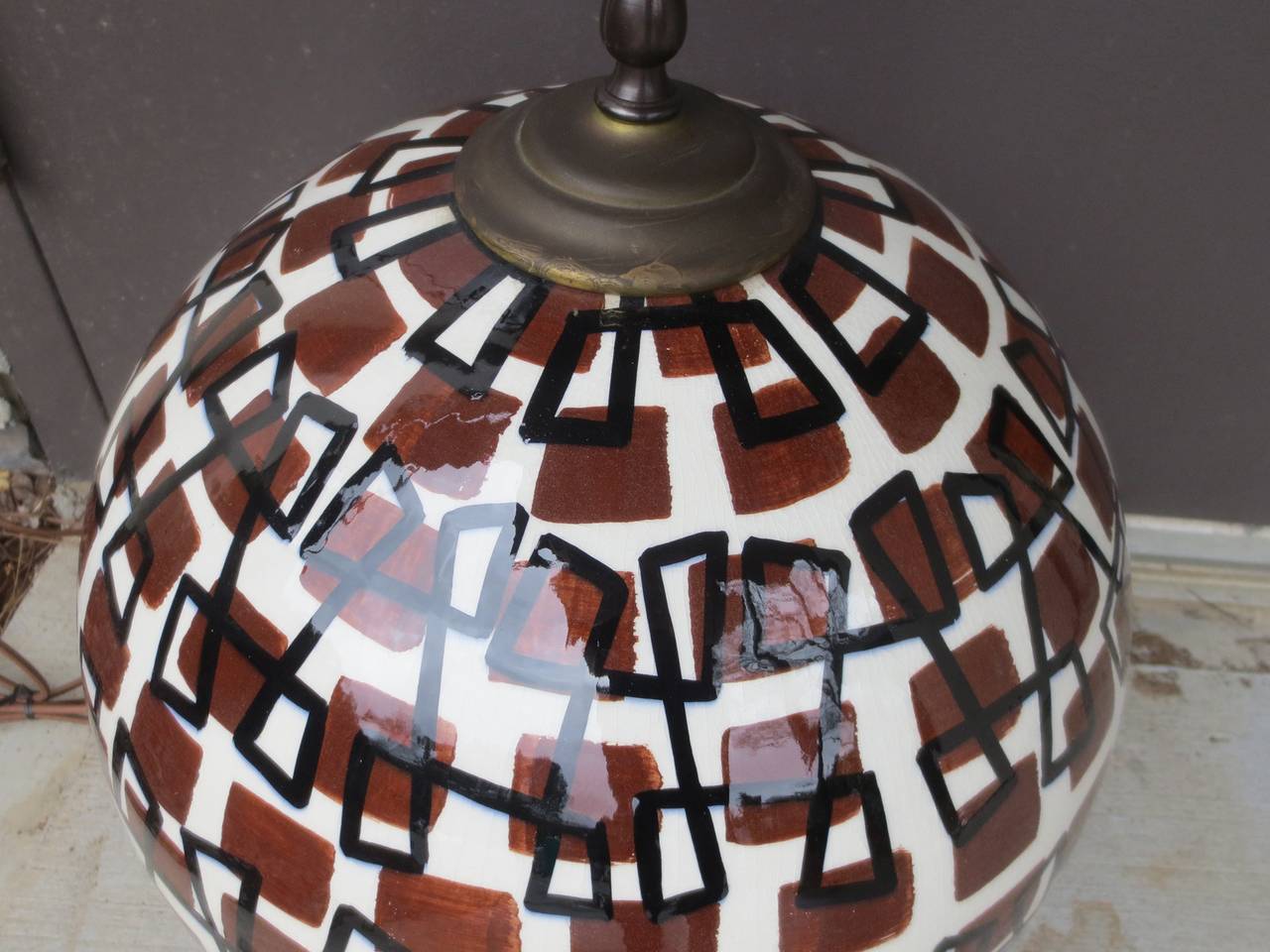 Mid-20th Century Italian Glazed Ceramic Lamp In Good Condition In Atlanta, GA