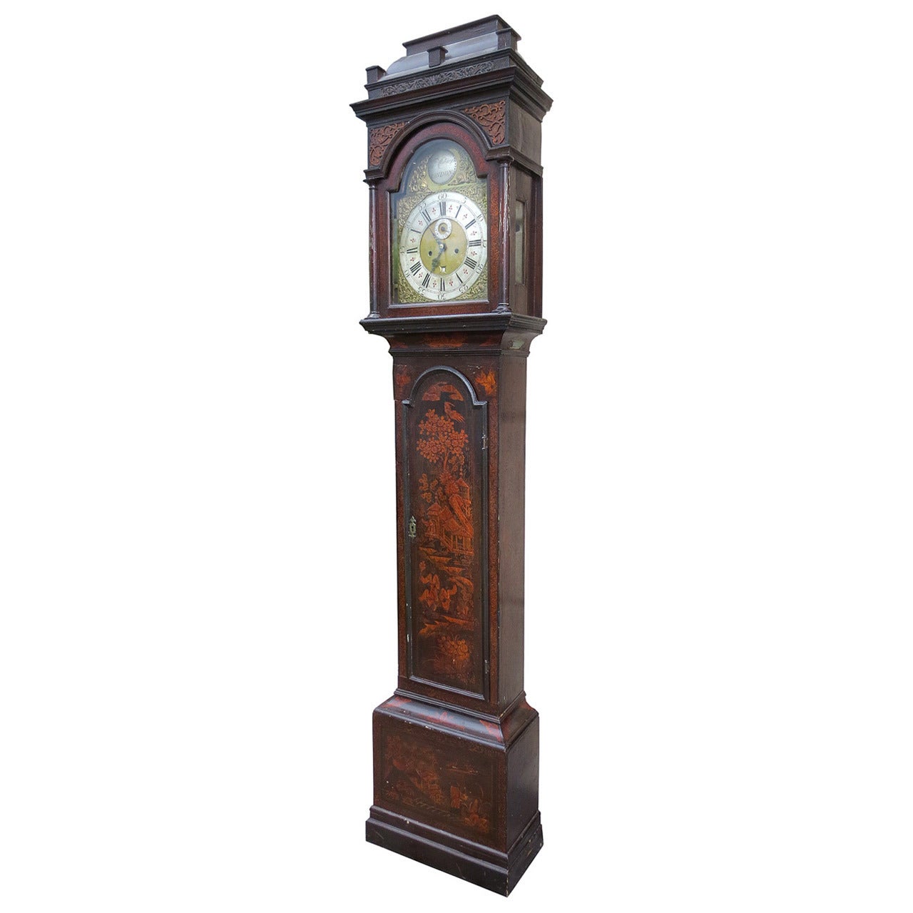 18th-19th Century English W.M. Champ, London Chinoiserie Tall Case Clock