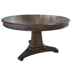 19th Century Round Biedermeier Dining Table with Two Leaves