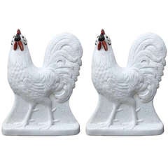 Pair Of C.1880 English Stafford Shire Roosters