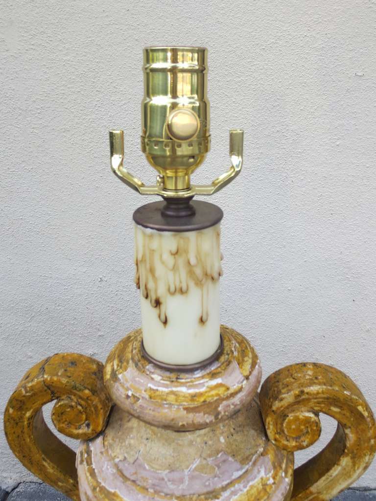 Pair of 18th-19th Century Italian Painted Urns as Lamps For Sale 12