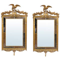 Pair of 19th Century Gilt Mirrors with Eagles Antique Pair of 19th Century Gilt Mirrors with Eagles