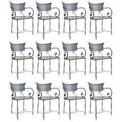 1970's/80's Set of 12 Polished Steel Chairs, Stamped "Made In Italy"