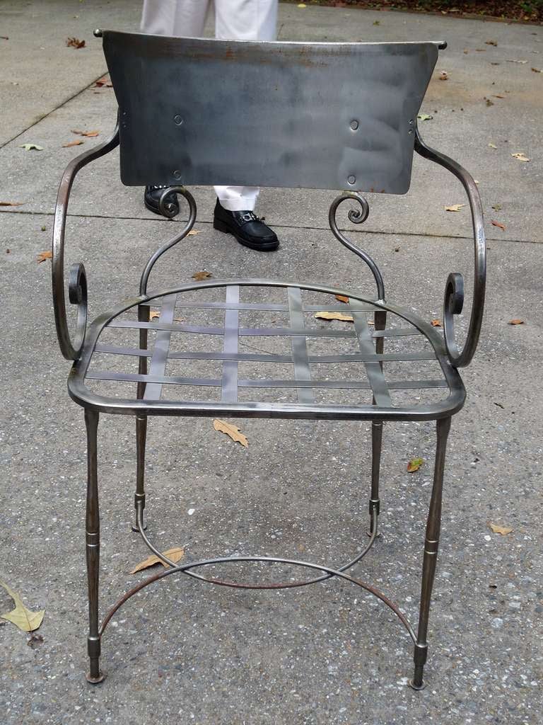 1970's/80's Set of 12 Polished Steel Chairs, Stamped 