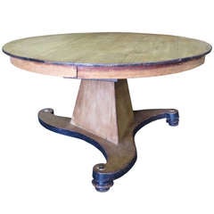 Mid C Round Biedermeier Table, With Wavy Tripod Base
