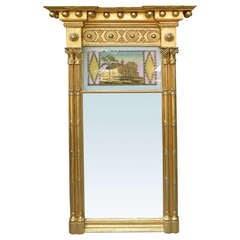19thc American Giltwood Pier Mirror With Eglomise