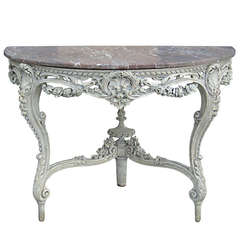 18th Century French, Louis XVI Carved Console with Marble Top
