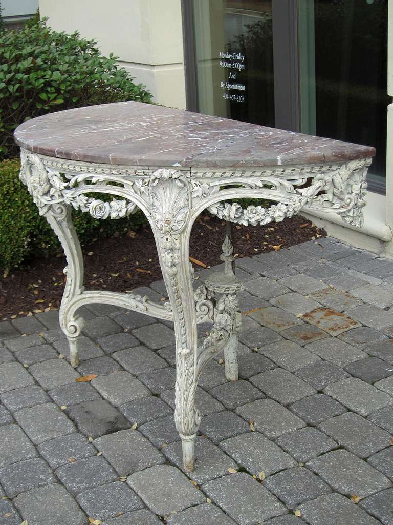 18th century French, Louis XVI carved console with marble top.