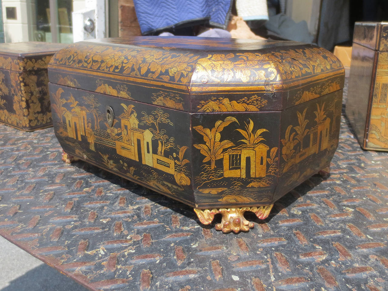 19th Century Chinoiserie Sewing Box In Excellent Condition In Atlanta, GA