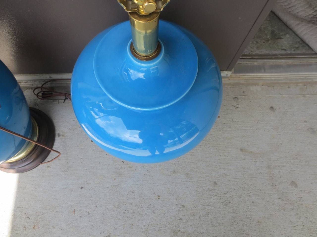 Pair of Mid-Century Turquoise Lamps In Excellent Condition In Atlanta, GA