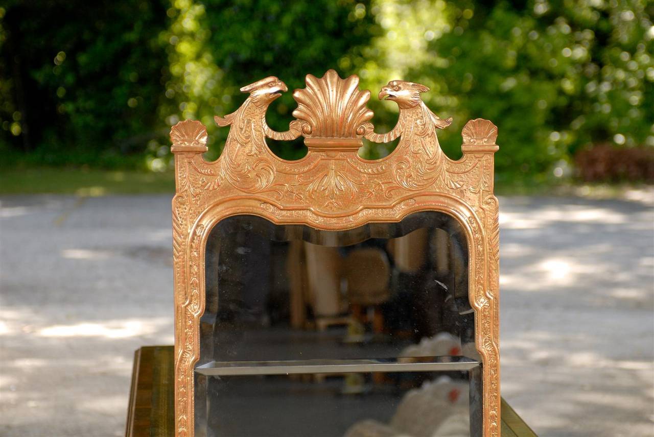 20th Century George III Style Gilt Mirror, Bird and Shell In Excellent Condition In Atlanta, GA