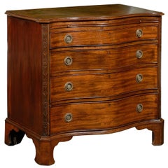 19th Century Serpentine English Chest with Writing Slide