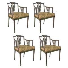 Set Of Four 19thc English Regency Painted Armchairs