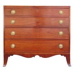 19thc American Mahogany Chest With Four Drawers