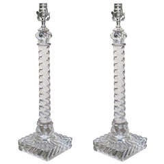 Pair Of 19thc Crystal Lamps, Attributed To Baccarat