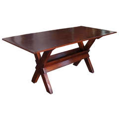 Antique Early 19th Century American Sawbuck Table