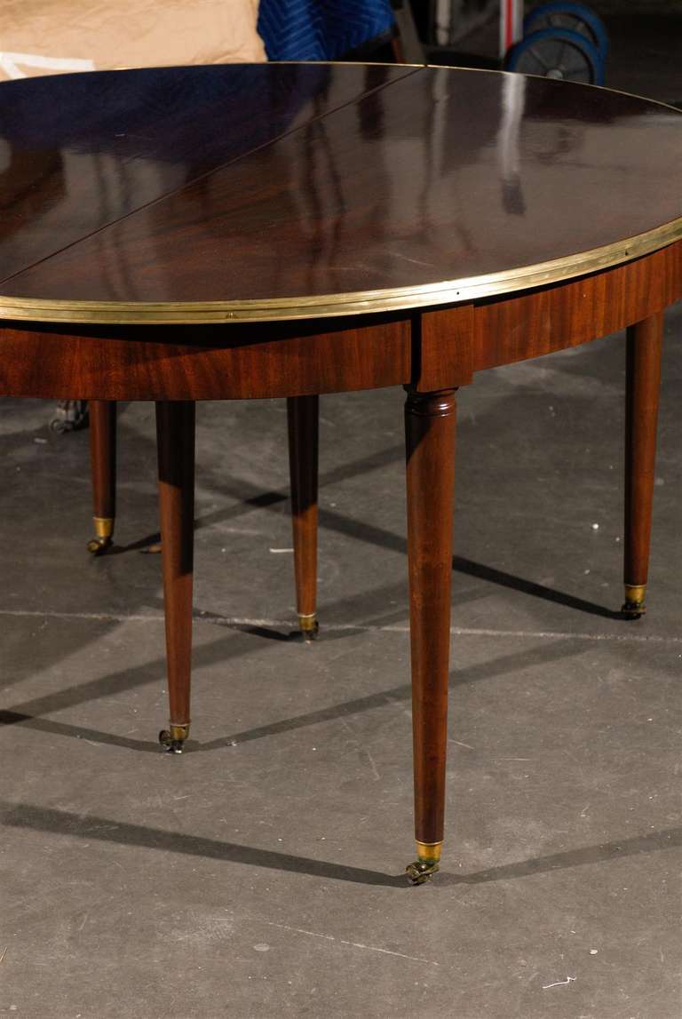 19th Century Louis XVI Style, Ormolu-Mounted Mahogany Extension Dining Table with Brass Trim, (114