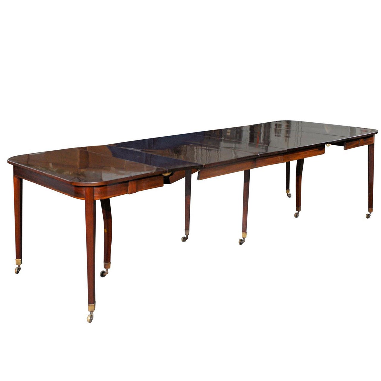 19th Century George III, Inlaid Mahogany Extension Dining Table with Five Leaves