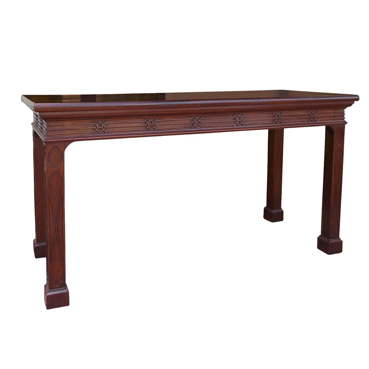 18th-19th Century English, Blind Fretwork Serving Table