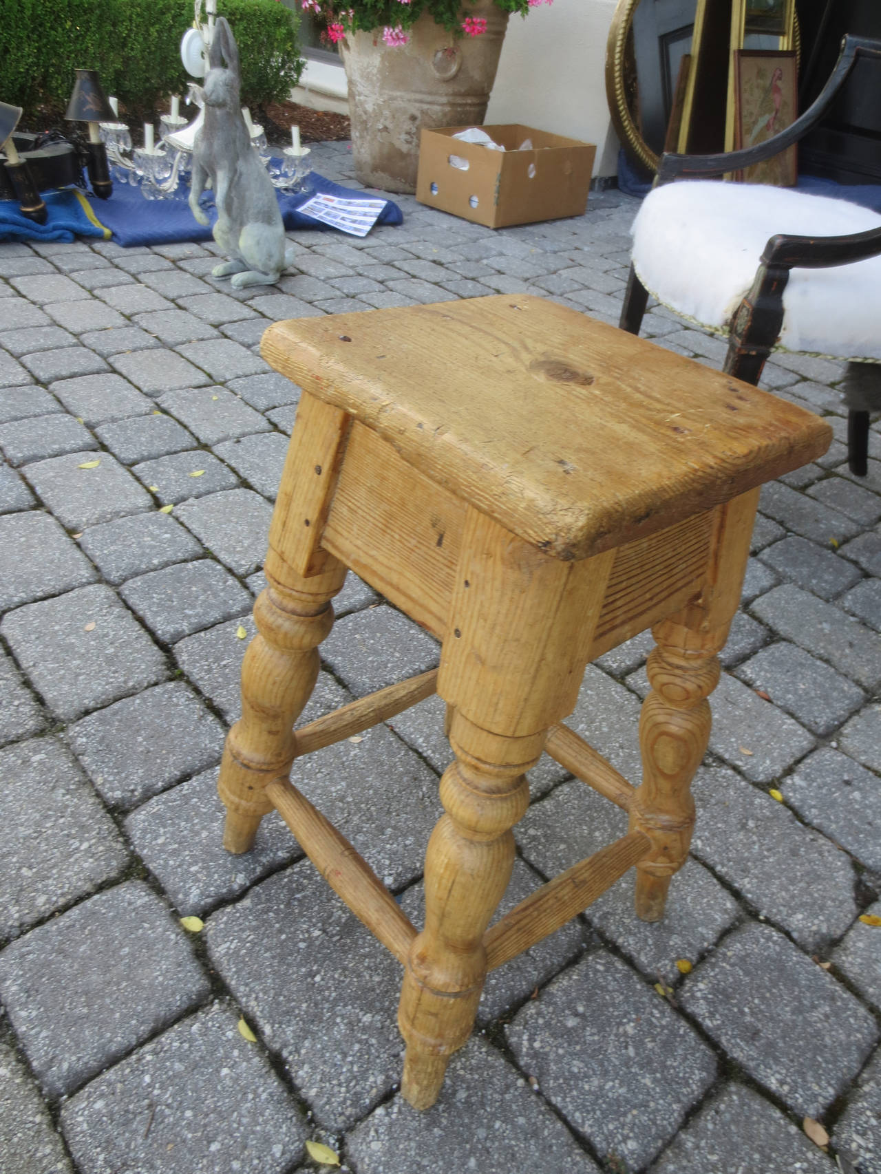 Pair of 19th Century Early English Pine Stools 1
