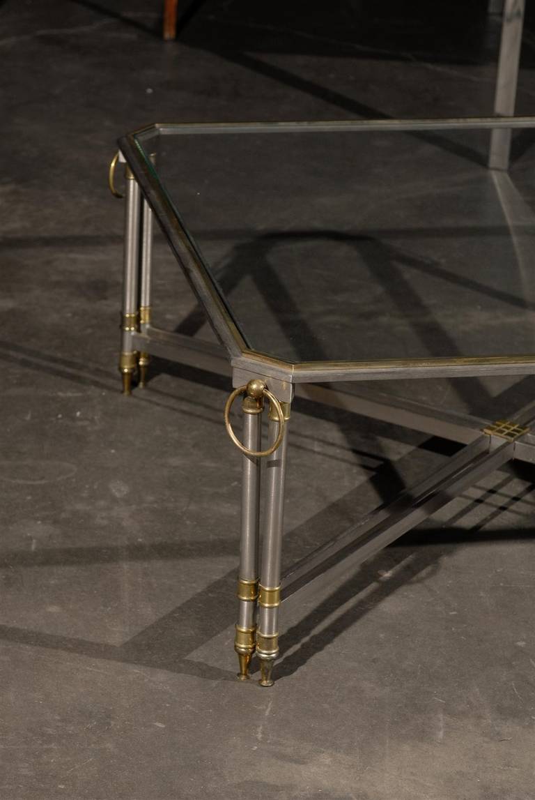 Midcentury Steel and Brass Coffee Table.