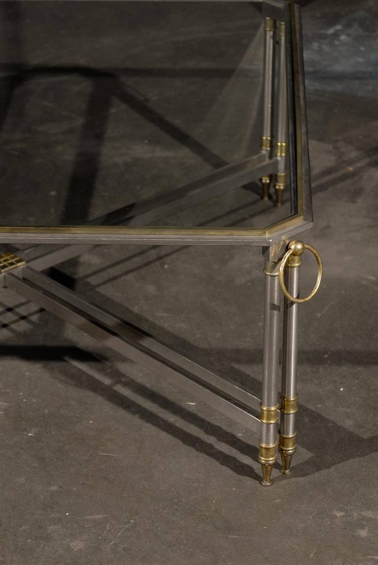 Midcentury Steel and Brass Coffee Table In Good Condition In Atlanta, GA