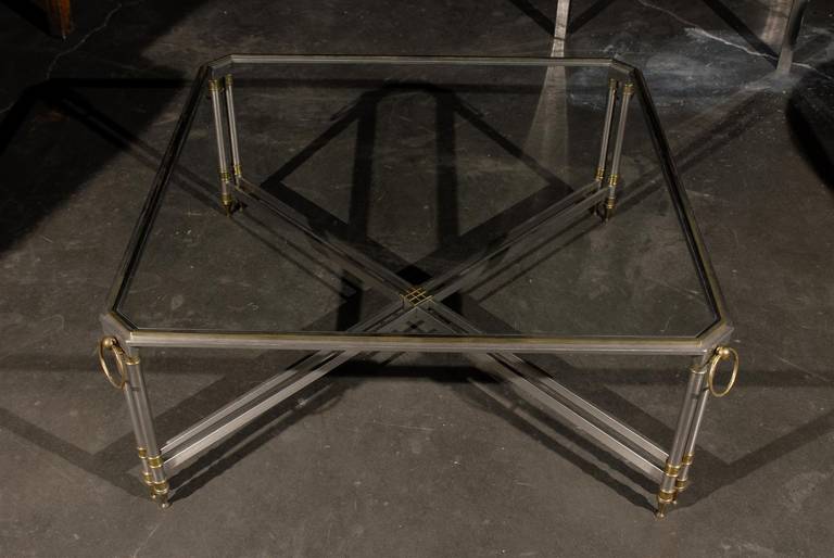 20th Century Midcentury Steel and Brass Coffee Table