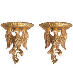 20th Century Italian Figural Giltwood Bird Brackets