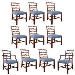 Set Of 10 20thc English Hepplewhite Style Dining Chairs