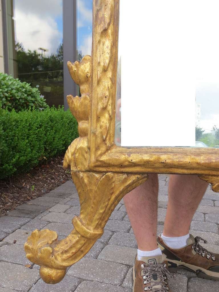 19th Century Italian Giltwood Mirror, Incredible Carved Urn with Floral Detail For Sale 1