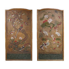 Pair Of 18th/19thc Oriental Paper Panels