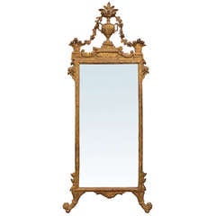 19th Century, Italian Giltwood Mirror, Incredible Carved Urn with Floral Detail 3
